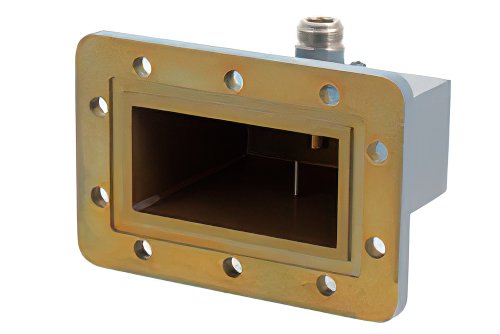 WR-284 CPR-284G Grooved Flange to N Female Waveguide to Coax Adapter Operating from 2.6 GHz to 3.95 GHz