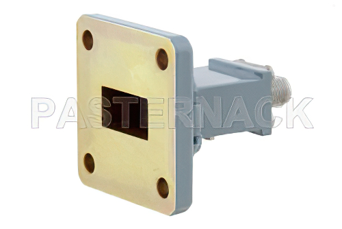 WR-62 UG-1665/U Square Cover Flange to End Launch SMA Female Waveguide to Coax Adapter Operating from 12.4 GHz to 18 GHz