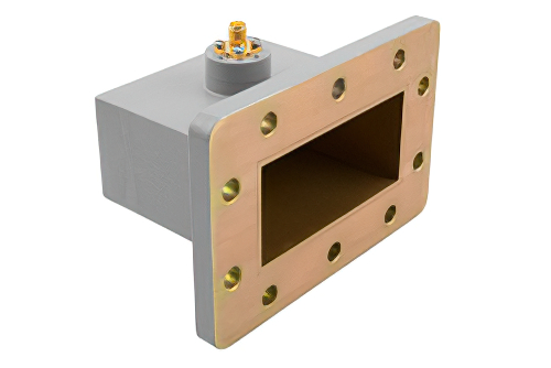 WR-284 UDR32 Flange to SMA Female Waveguide to Coax Adapter Operating from 2.6 GHz to 3.95 GHz in Aluminum