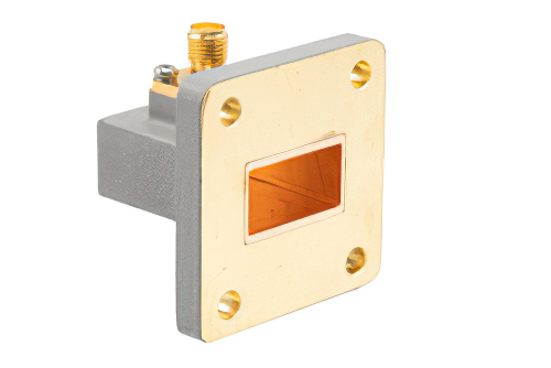 WR-75 UBR120 Flange to SMA Female Waveguide to Coax Adapter Operating from 9.84 GHz to 15 GHz in Brass