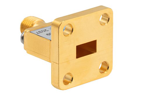 WR-28 UBR320 Flange to End Launch 2.92mm Female Waveguide to Coax Adapter Operating from 26.5 GHz to 40 GHz in Brass