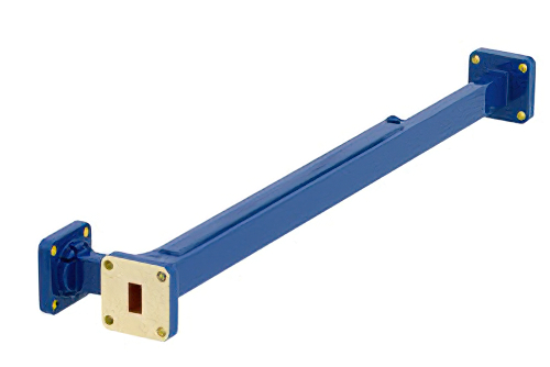 WR-34 Waveguide 20 dB Broadwall Coupler, UG-1530/U Square Cover Flange, E-Plane Coupled Port, 22 GHz to 33 GHz, Copper Alloy