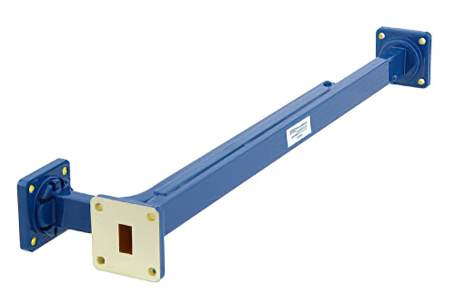 WR-51 Waveguide 30 dB Broadwall Coupler, Square Cover Flange, E-Plane Coupled Port, 15 GHz to 22 GHz, Copper Alloy