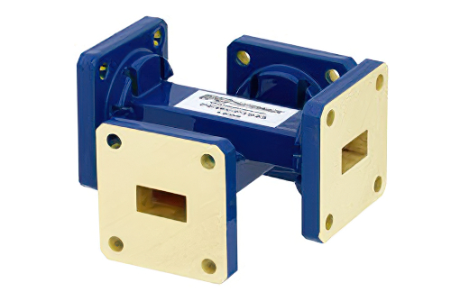 WR-51 Waveguide 40 dB Crossguide Coupler, Square Cover Flange, 15 GHz to 22 GHz, Bronze