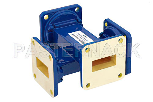 WR-90 Waveguide 50 dB Crossguide Coupler, UG-39/U Square Cover Flange, 8.2 GHz to 12.4 GHz, Bronze