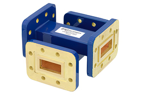 WR-90 Waveguide 50 dB Crossguide Coupler, CPR-90G Flange, 8.2 GHz to 12.4 GHz, Bronze