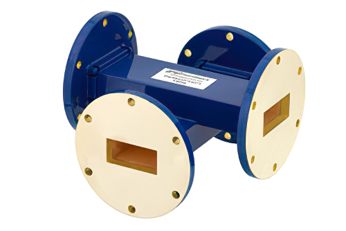 WR-137 Waveguide 20 dB Crossguide Coupler, UG-344/U Round Cover Flange, 5.85 GHz to 8.2 GHz, Bronze