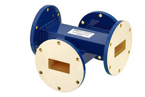 WR-137 Waveguide 30 dB Crossguide Coupler, UG-344/U Round Cover Flange, 5.85 GHz to 8.2 GHz, Bronze