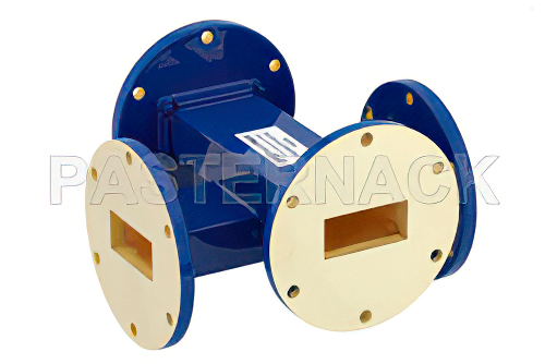 WR-137 Waveguide 50 dB Crossguide Coupler, UG-344/U Round Cover Flange, 5.85 GHz to 8.2 GHz, Bronze