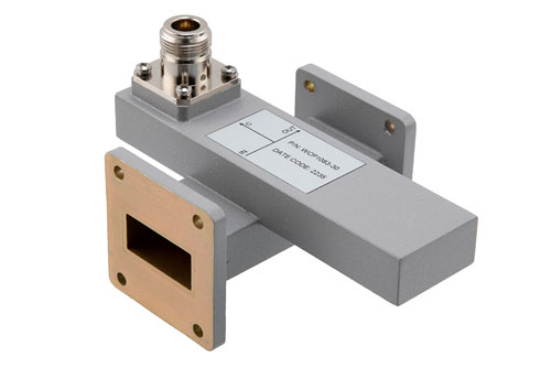 WR-112 Waveguide 30 dB Crossguide Coupler, UG Cover Flange, N Female Coupled Port, 6.57 GHz to 9.99 GHz, Aluminum