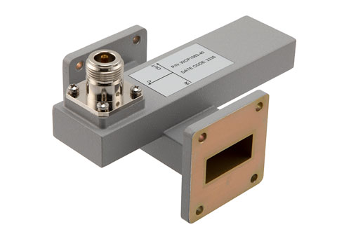 WR-112 Waveguide 40 dB Crossguide Coupler, UG Cover Flange, N Female Coupled Port, 6.57 GHz to 9.99 GHz, Aluminum