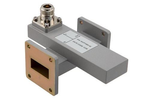 WR-112 Waveguide 40 dB Crossguide Coupler, UG Cover Flange, N Female Coupled Port, 6.57 GHz to 9.99 GHz, Aluminum