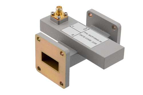 WR-90 Waveguide 30 dB Crossguide Coupler, UG Cover Flange, SMA Female Coupled Port, 8.2 GHz to 12.5 GHz, Aluminum
