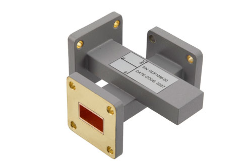 WR-62 Waveguide 30 dB Crossguide Coupler, UG Cover Flange, UG Cover Flange Coupled, 11.9 GHz to 18 GHz, Brass