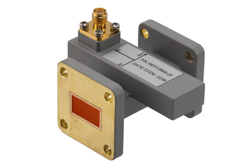 WR-62 Waveguide 20 dB Crossguide Coupler, UG Cover Flange, SMA Female Coupled Port, 13.75 GHz to 14.5 GHz, Brass