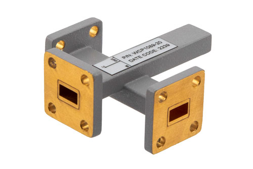 WR-28 Waveguide 20 dB Crossguide Coupler, UG Cover Flange, UG Cover Flange Coupled, 29 GHz to 31 GHz, Brass