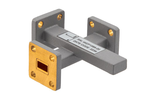 WR-28 Waveguide 20 dB Crossguide Coupler, UG Cover Flange, UG Cover Flange Coupled, 29 GHz to 31 GHz, Brass