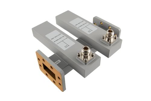 WR-159 Waveguide 30 dB Dual Directional Crossguide Coupler, CPR-159F, N Female Coupling Ports, 4.64 GHz to 7.05 GHz, Aluminum