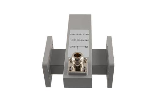 WR-137 Waveguide 50 dB Crossguide Coupler, CPR-137F, N Female Coupling Port, 5.38 GHz to 8.17 GHz, Brass
