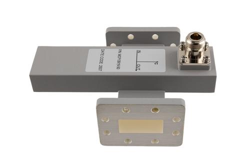 WR-137 Waveguide 50 dB Crossguide Coupler, CPR-137F, N Female Coupling Port, 5.38 GHz to 8.17 GHz, Brass