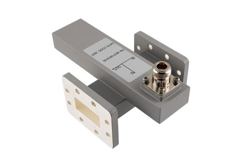 WR-137 Waveguide 50 dB Crossguide Coupler, CPR-137F, N Female Coupling Port, 5.38 GHz to 8.17 GHz, Brass
