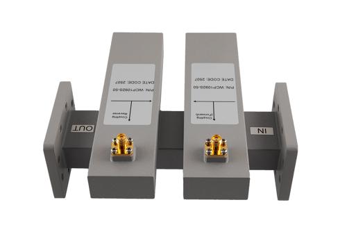 WR-137 Waveguide 50 dB Dual Directional Crossguide Coupler, CPR-137F, SMA Female Coupling Ports, 5.38 GHz to 8.17 GHz, Aluminum