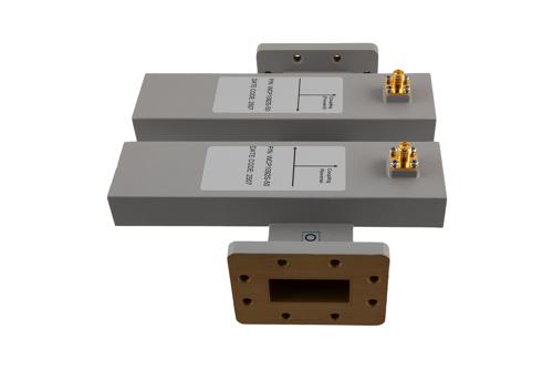 WR-137 Waveguide 50 dB Dual Directional Crossguide Coupler, CPR-137F, SMA Female Coupling Ports, 5.38 GHz to 8.17 GHz, Aluminum