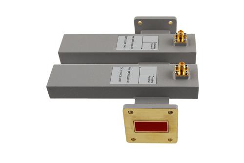 WR-112 Waveguide 50 dB Dual Directional Crossguide Coupler, UG-51/U, SMA Female Coupling Ports, 6.57 GHz to 9.99 GHz, Brass