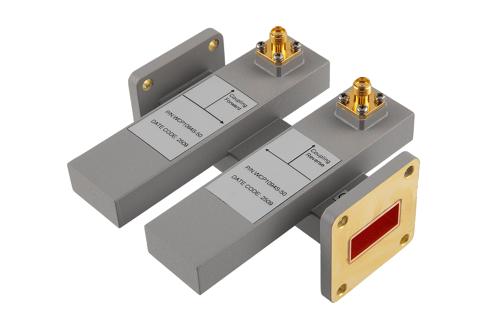 WR-90 Waveguide 50 dB Dual Directional Crossguide Coupler, UG-39/U, SMA Female Coupling Ports, 8.2 GHz to 12.5 GHz, Brass