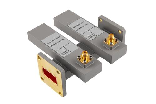 WR-90 Waveguide 50 dB Dual Directional Crossguide Coupler, UG-39/U, SMA Female Coupling Ports, 8.2 GHz to 12.5 GHz, Brass