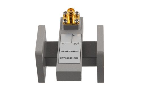 WR-62 Waveguide 20 dB Crossguide Coupler, UG-419/U, SMA Female Coupling Port, 13.75 GHz to 14.5 GHz, Brass