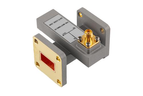 WR-62 Waveguide 20 dB Crossguide Coupler, UG-419/U, SMA Female Coupling Port, 13.75 GHz to 14.5 GHz, Brass
