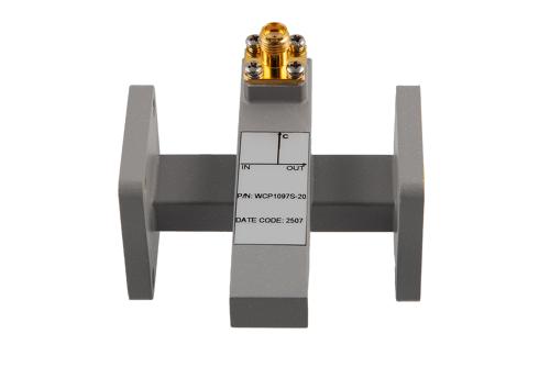 WR-51 Waveguide 20 dB Crossguide Coupler, UG Square Flange, SMA Female Coupling Port, 16 GHz to 17.5 GHz, Brass