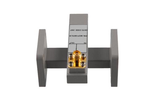 WR-51 Waveguide 20 dB Crossguide Coupler, UG Square Flange, SMA Female Coupling Port, 16 GHz to 17.5 GHz, Brass