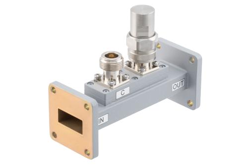 WR-90 Waveguide 30 dB Loop Coupler, UG Cover Flange, N Female Coupled Port, 8.2 GHz to 12.5 GHz, Aluminum