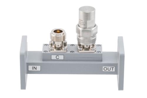 WR-90 Waveguide 40 dB Loop Coupler, UG Cover Flange, N Female Coupled Port, 8.2 GHz to 12.5 GHz, Aluminum