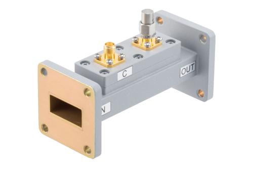 WR-90 Waveguide 50 dB Loop Coupler, UG Cover Flange, SMA Female Coupled Port, 8.2 GHz to 12.5 GHz, Aluminum
