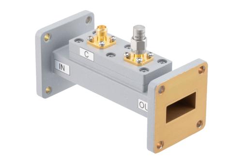 WR-90 Waveguide 50 dB Loop Coupler, UG Cover Flange, SMA Female Coupled Port, 8.2 GHz to 12.5 GHz, Aluminum