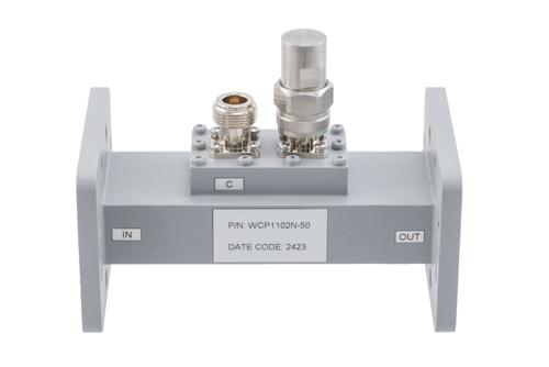 WR-159 Waveguide 50 dB Loop Coupler, CPR159F Flange, N Female Coupled Port, 4.64 GHz to 7.05 GHz, Aluminum