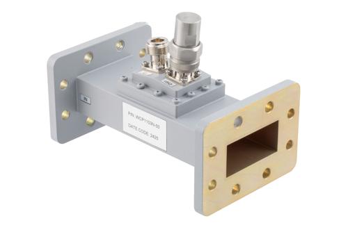 WR-187 Waveguide 50 dB Loop Coupler, CPR187F Flange, N Female Coupled Port, 3.94 GHz to 5.99 GHz, Aluminum