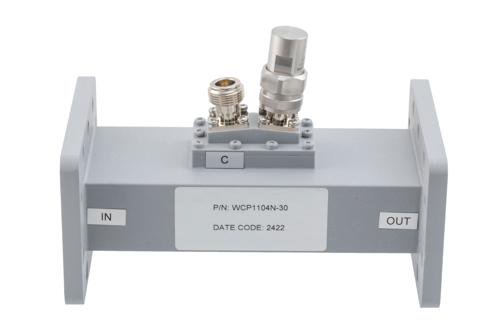 WR-229 Waveguide 30 dB Loop Coupler, CPR229F Flange, N Female Coupled Port, 3.22 GHz to 4.9 GHz, Aluminum