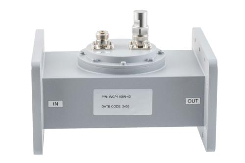 WR-430 Waveguide 40 dB Loop Coupler, CPR430F Flange, N Female Coupled Port, 1.72 GHz to 2.61 GHz, Aluminum