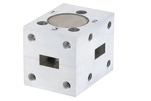 WR-28 Waveguide Circulator, 26.5 GHz to 40 GHz, 12 dB Min. Isolation, Cover Flange, Aluminum