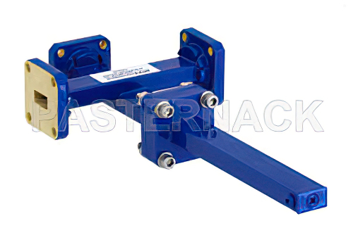 WR-34 Waveguide 20 dB Crossguide Coupler, 3 Port UG-1530/U Square Cover Flange, 22 GHz to 33 GHz, Bronze