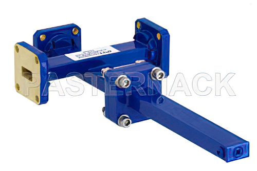 WR-34 Waveguide 30 dB Crossguide Coupler, 3 Port UG-1530/U Square Cover Flange, 22 GHz to 33 GHz, Bronze