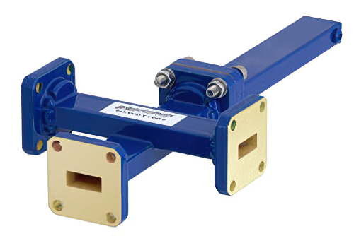 WR-42 Waveguide 30 dB Crossguide Coupler, 3 Port UG-595/U Square Cover Flange, 18 GHz to 26.5 GHz, Bronze