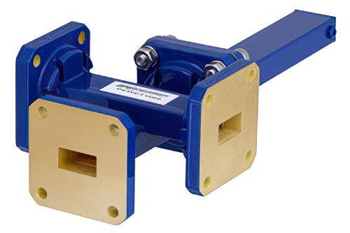 WR-51 Waveguide 30 dB Crossguide Coupler, 3 Port Square Cover Flange, 15 GHz to 22 GHz, Bronze