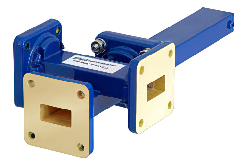 WR-62 Waveguide 20 dB Crossguide Coupler, 3 Port UG-419/U Square Cover Flange, 12.4 GHz to 18 GHz, Bronze