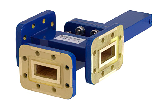 WR-90 Waveguide 20 dB Crossguide Coupler, 3 Port CPR-90G Flange, 8.2 GHz to 12.4 GHz, Bronze