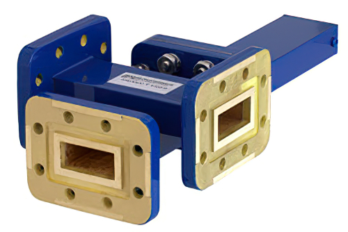 WR-90 Waveguide 30 dB Crossguide Coupler, 3 Port CPR-90G Flange, 8.2 GHz to 12.4 GHz, Bronze